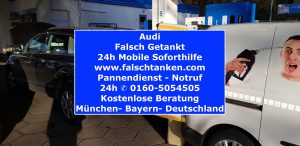 Pannenhilfe falsch-getankt auto falschgetankt Werbung mit Telefonnummer 01605054505 Auto Pannenhilfe 24h Notdienst Mobil in München Super statt Diesel falsch-getankt-Hilfe-Audi-Deutschland