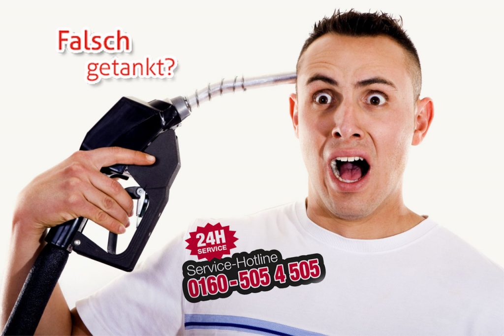 falsch getankt Falschtanken24 Pistolenmann Logo 24h Pannenservice Hotline 01605054505 für Falschtanker in Deutschland