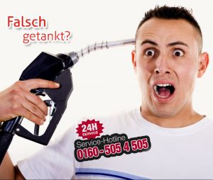 falsch getankt Falschtanken24 Pistolenmann Logo 24h Pannenservice Hotline 01605054505 für Falschtanker in Deutschland