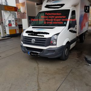 Pannenhilfe falsch-getankt auto falschgetankt Werbung mit Telefonnummer 01605054505 Auto Pannenhilfe 24h Notdienst Mobil in München Super statt Dieselfalschtanken24-falsch_getankt-VW-Lkw