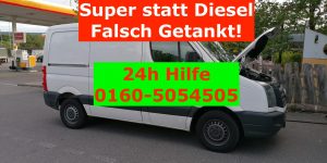 falsch-getankt auto falschgetankt Werbung mit Telefonnummer 01605054505 Auto Pannenhilfe 24h Notdienst Mobil in München Super statt Diesel Transporter