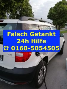 falsch getankt Hilfe auto falsch-getankt auto falschgetankt Werbung mit Telefonnummer 01605054505 Auto Pannenhilfe 24h Notdienst Mobil in München Super statt Diesel Fiat