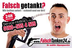 Visitenkarte falsch getankt 24h mit Hotline 01605054505 und Website www.falschtanken24.de Wir helfen sofort- schnell und vor Ort. Ihr mobiler Abpumpservice
