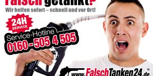 Visitenkarte falsch getankt 24h mit Hotline 01605054505 und Website www.falschtanken24.de Wir helfen sofort- schnell und vor Ort. Ihr mobiler Abpumpservice