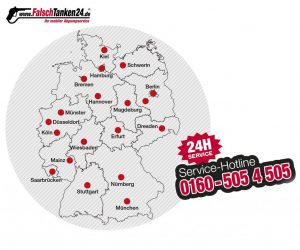 falsch getankt Mobile Soforthilfe in Deutschland Servicegebiet mit 24h Notruf Telefonnummer +49.160-5054505